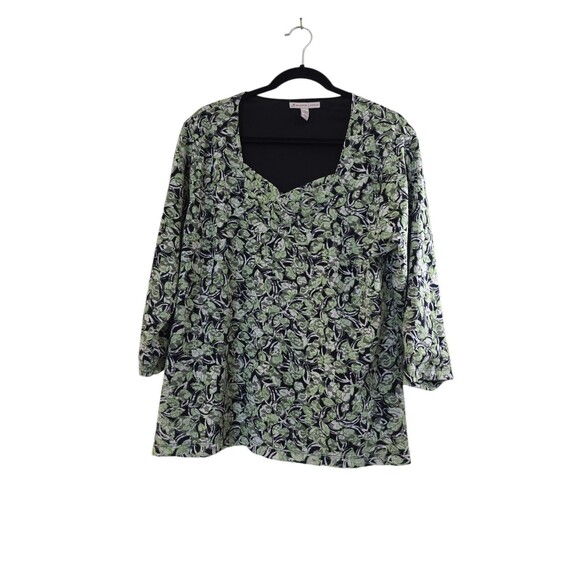 Tops - MJ collection lace Top Black Green 2XL Leaf